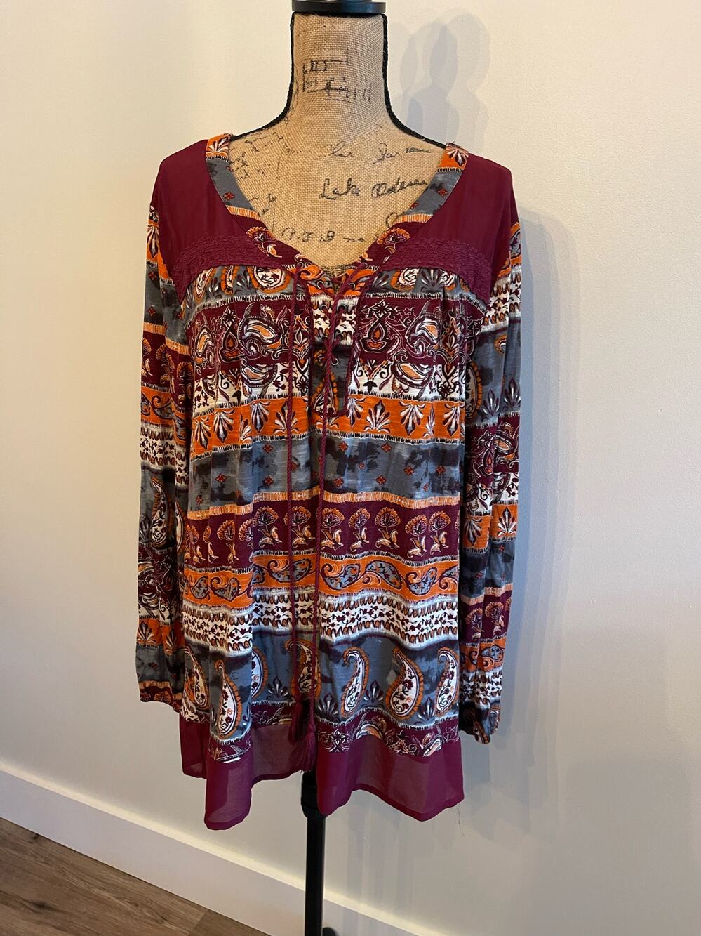 Rxb Boho Top with Tassels Size 3X